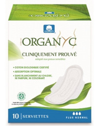 Organyc 10 Serviettes ultra fines Flux normal à ailettes coton bio Pharma5avenue