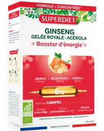 Super Diet Ginseng Gelée Royale Acérola bio 20 ampoules de 15ml tonus vitalité Pharma5avenue