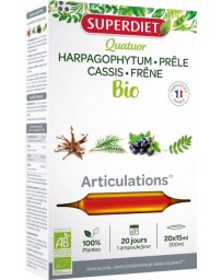 Superdiet Quatuor Articulations bio 20 ampoules de 15ml harpagophytum cassis Pharma5avenue