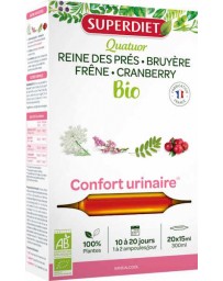 Super diet Quatuor Reine des prés Bruyère frêne cranberry Bio 20 ampoules de 15ml
