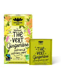 Romon Nature Thé vert le matinal Gingembre bio Citron bio Citron vert bio 16 sachets