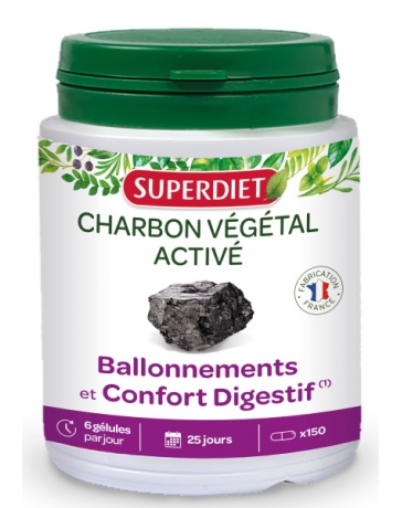 Super Diet - Charbon végétal activé 150 Gélules Super Diet - Charbon végétal activé 150 Gélules