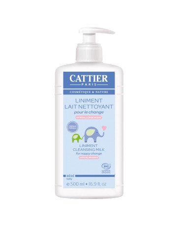 Liniment Lait nettoyant pour le change 500ml Cattier - cosmétique bio Liniment Lait nettoyant pour le change 500ml Cattier - cosmétique bio
