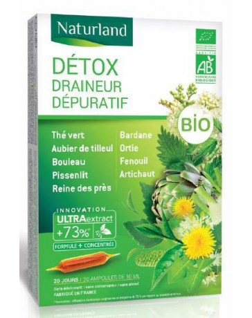 Naturland - Detox Bio (association de 11 plantes) - 20 ampoules Naturland - Detox Bio (association de 11 plantes) - 20 ampoules