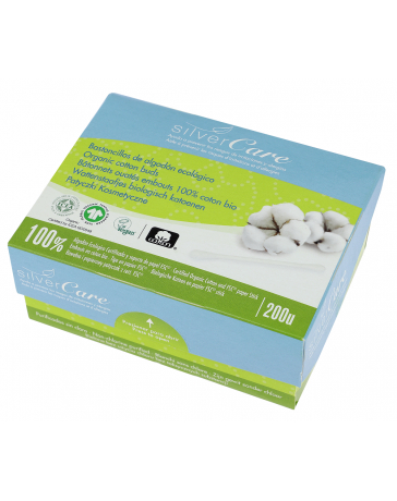 bâtonnets ouatés embouts 100% coton bio 200 unités Silvercare - produit de nettoyage pour les oreilles bâtonnets ouatés embouts 100% coton bio 200 unités Silvercare - produit de nettoyage pour les oreilles