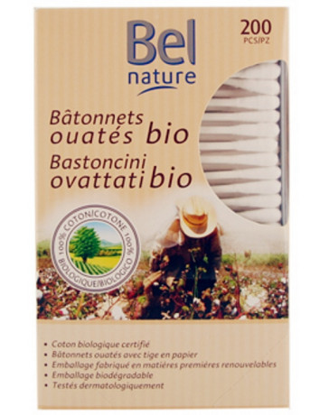 200 Bâtonnets d'oreille boîte distributrice coton bio Bel Nature -coton tige pour les oreilles 200 Bâtonnets d'oreille boîte distributrice coton bio Bel Nature -coton tige pour les oreilles
