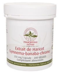 Herboristerie de paris Gluci silhouette Extrait de Haricot Gymnema Banaba Chrome 200 Gélules