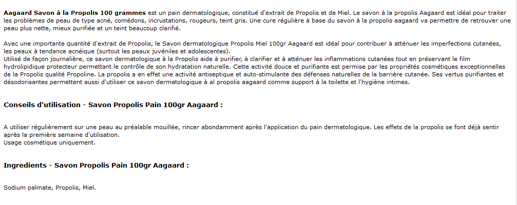 savon à la propolis 100 grammes aagaard - propolis miel