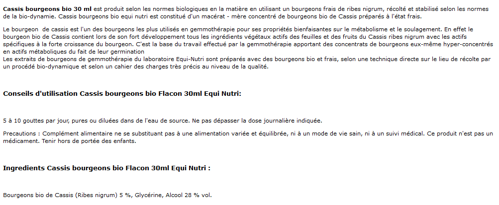 bourgeons de cassis bio equi nutri pour les processus inflammatoires et les rhumatismes
